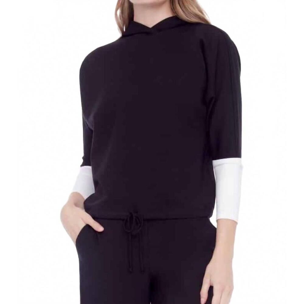 NEW ILTM annie stripedarmband cropped hoodie in black